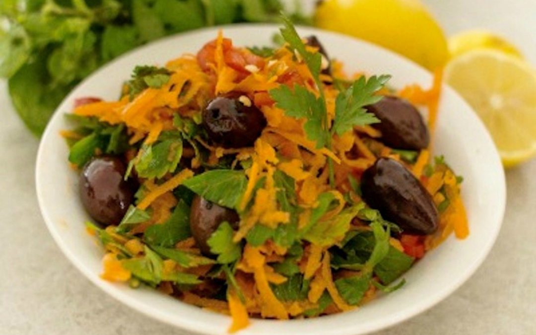 Cumin Spiced Carrot, Olive & Herb Salad