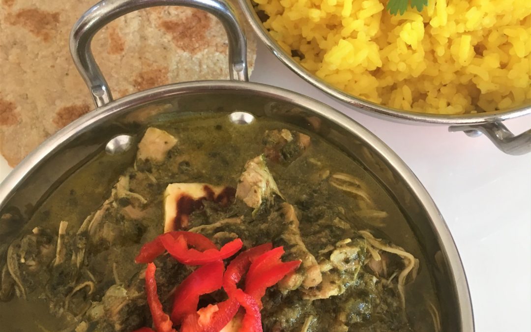 Slow Cooked Chicken Saagwala with Turmeric Rice