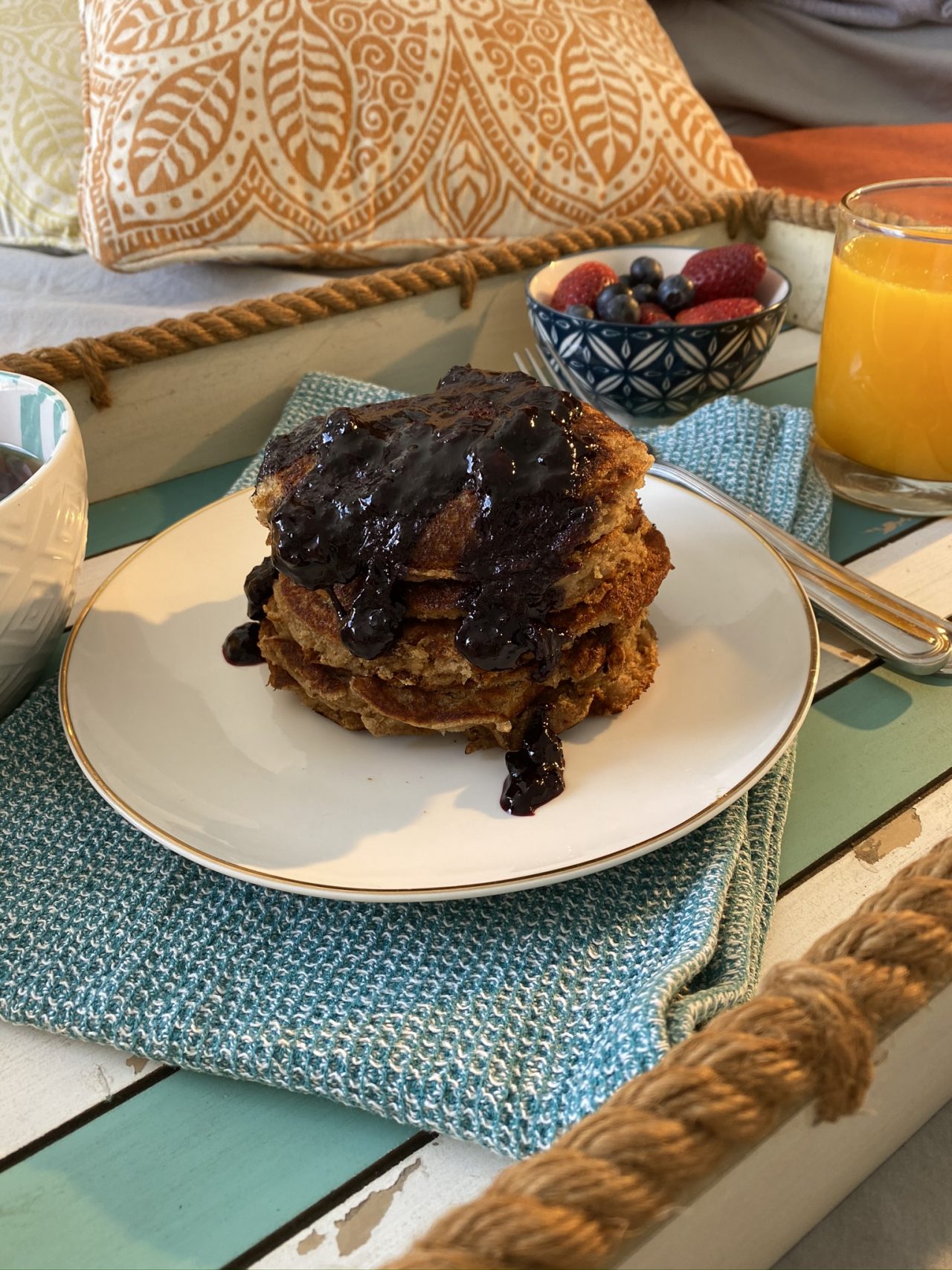 Eggfree Coconut Yoghurt Pancakes with Blueberry Compote Changing Habits