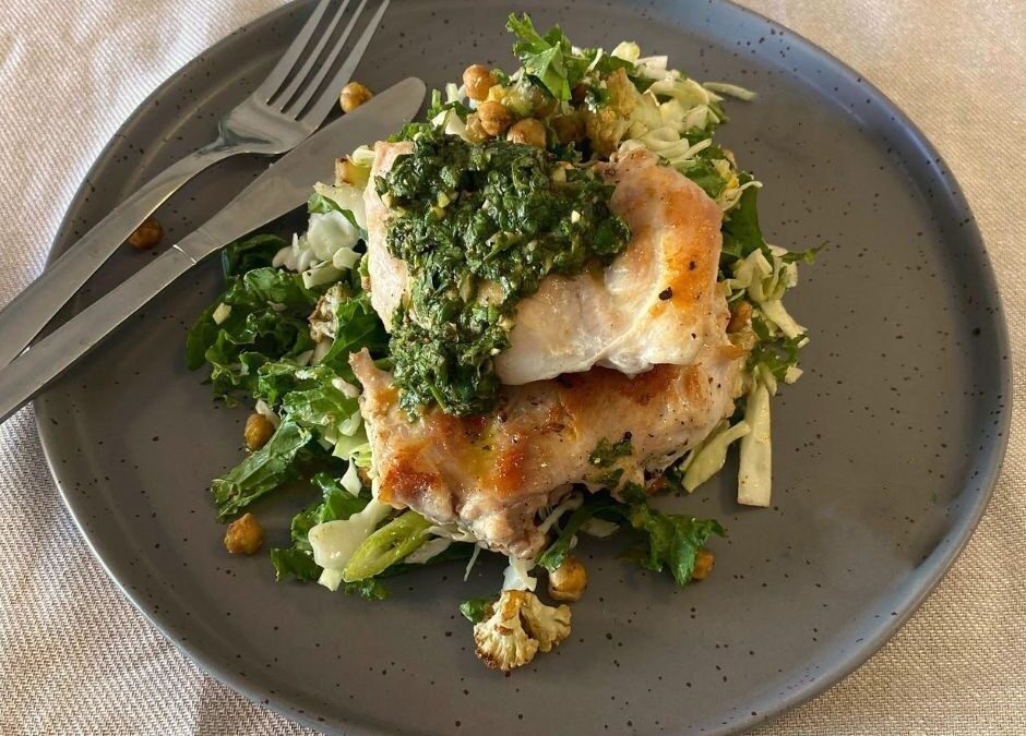 Grilled Chicken Salad with a Zesty Herb Sauce